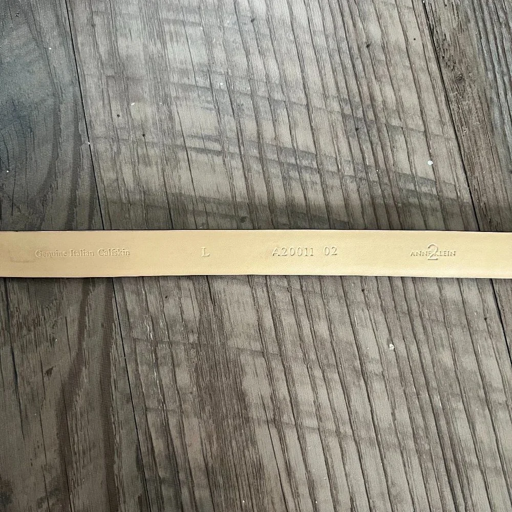 Anne Klein Genuine Italian Calfskin Dark Brown and Gold Belt Large